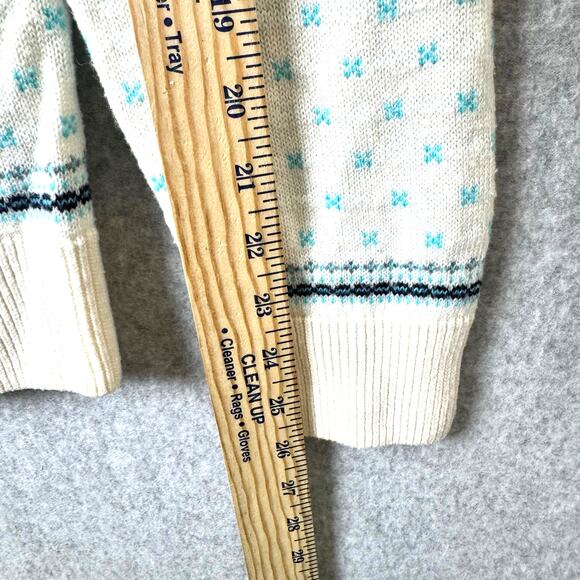 Talbots Nordic Lambswool Sweater Women’s Large White Fair Isle Winter Preppy - Picture 7 of 9